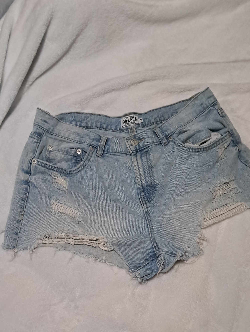 Chelsea Light Blue Distressed Denim Shorts for Women